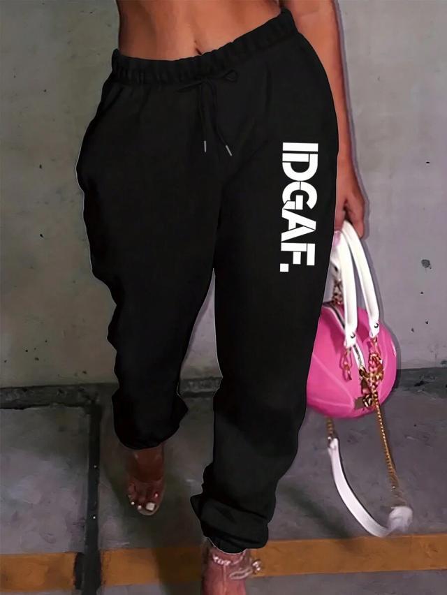 black letter print drawstring waist sweatpants