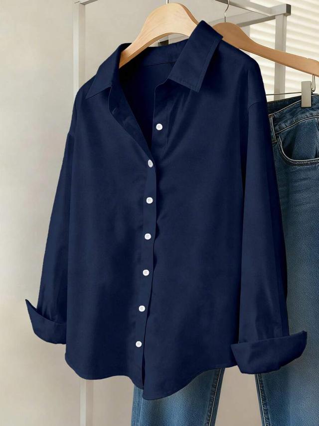 navy blue drop shoulder long sleeve casual shirt