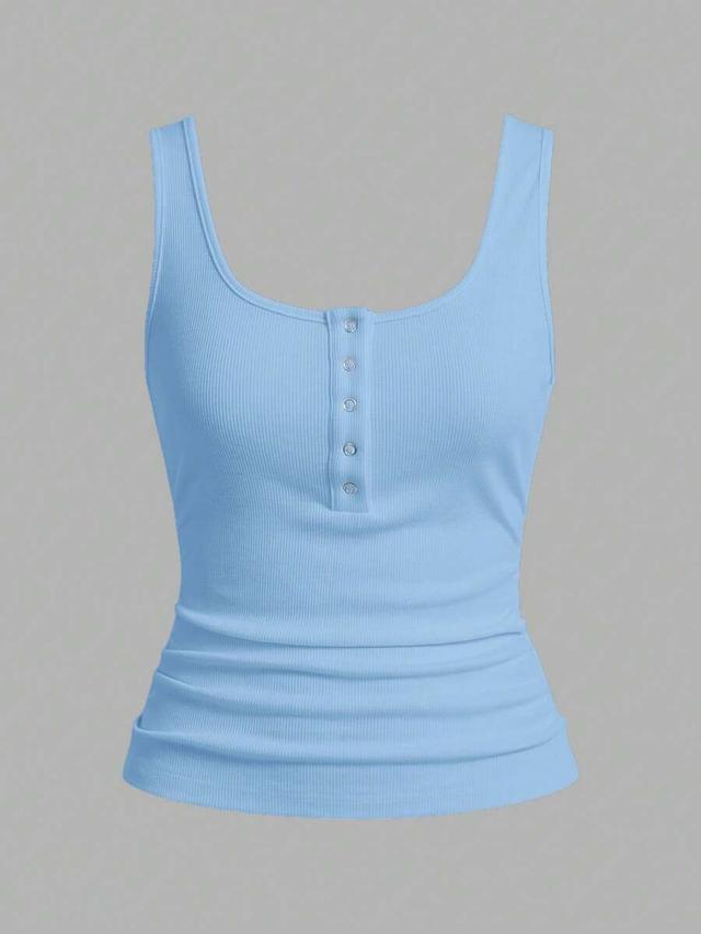 slaydiva casual light blue ribbed cami top