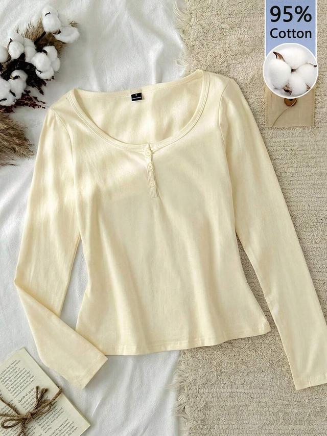 apricot cotton long sleeve button front top