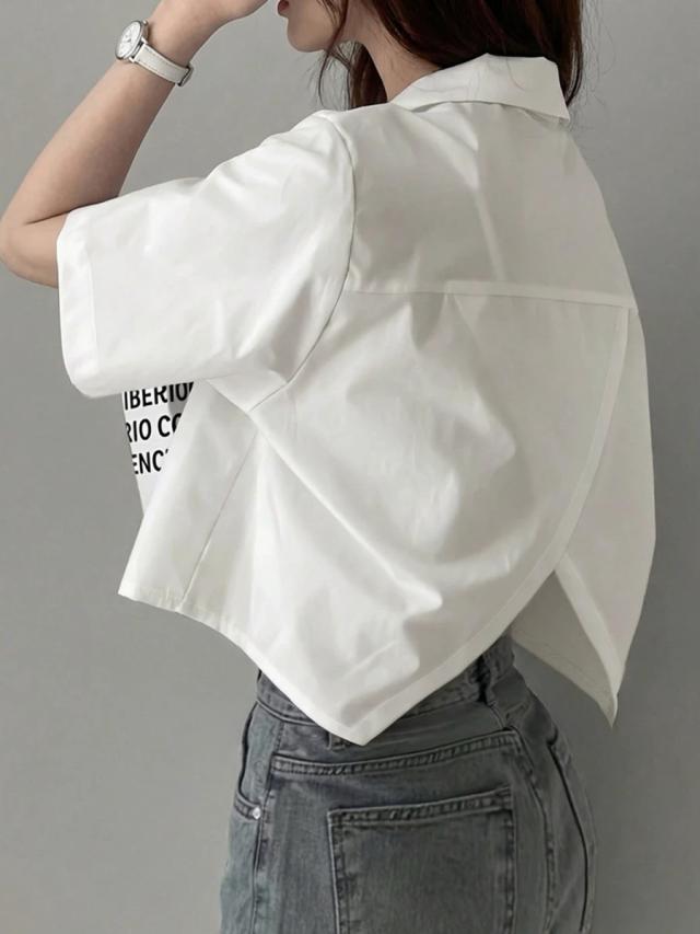 women's casual asymmetric white button-up shirt