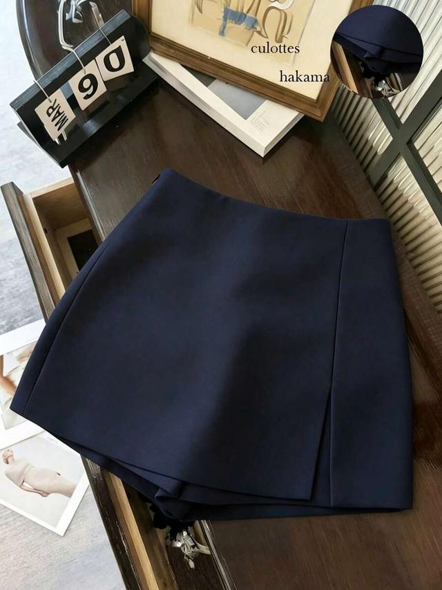 navy high waist tailored skort