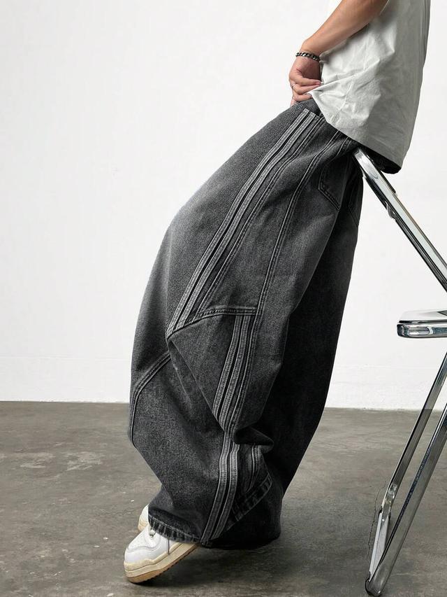 vintage cocoon-shaped patchwork barrel leg denim jeans