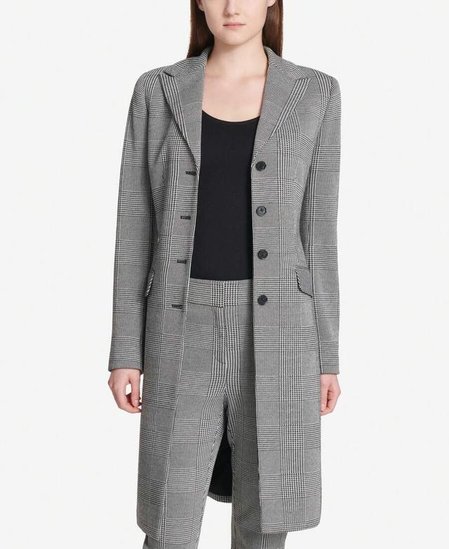 calvin klein plaid long topper coat