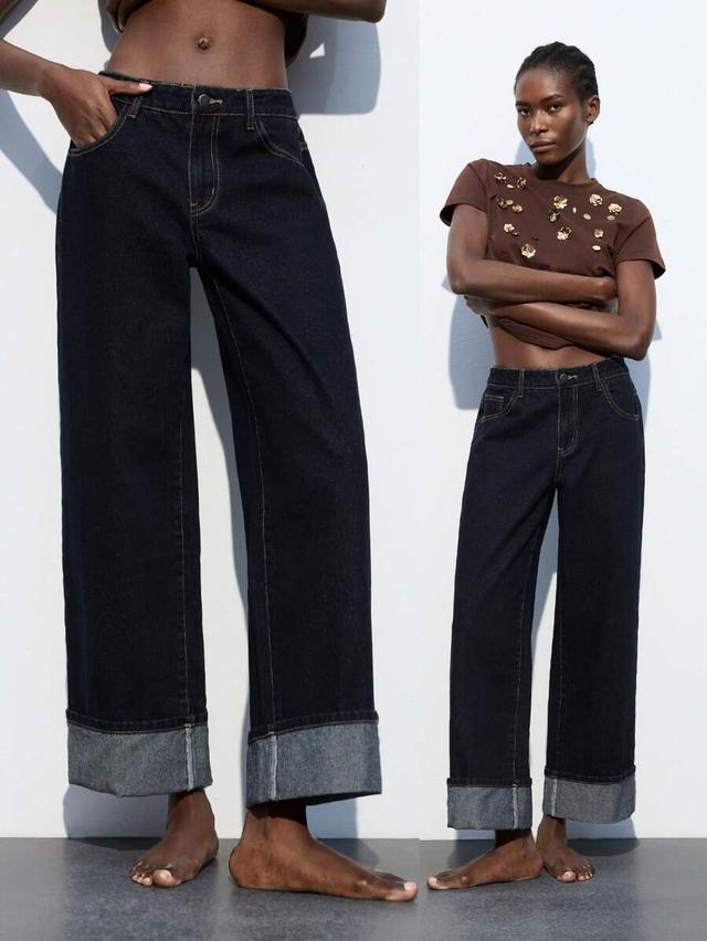 maija vintage washed blue cuffed straight leg jeans