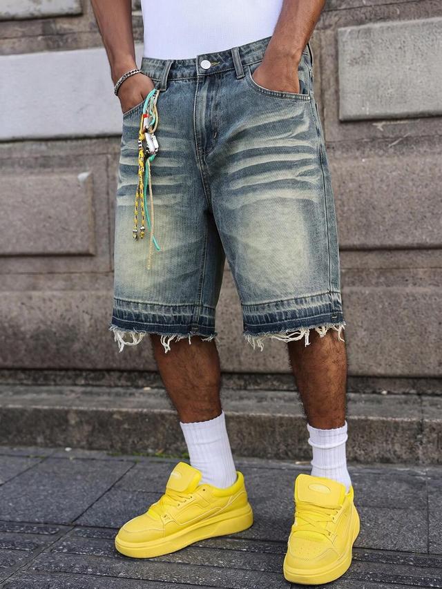 distressed denim shorts with star embroidery