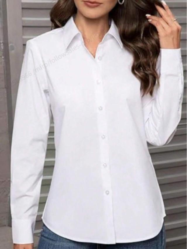 women's classic white cotton button-down shirt