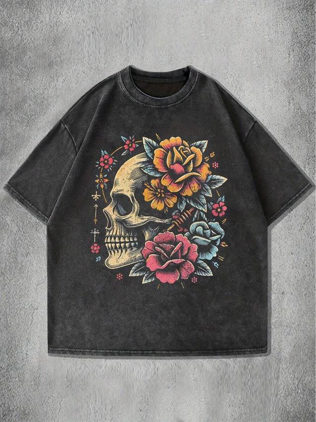 women's fashion short sleeve-shirt with a loose fit and skull design