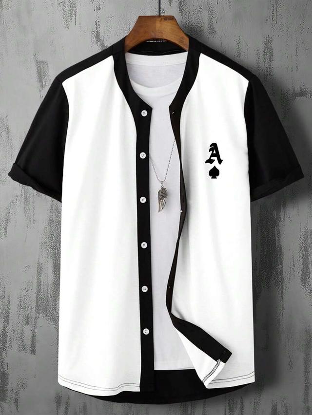 manfinity homme men letter graphic colorblock shirt