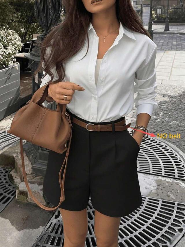 classic white cotton button-up commuter shirt