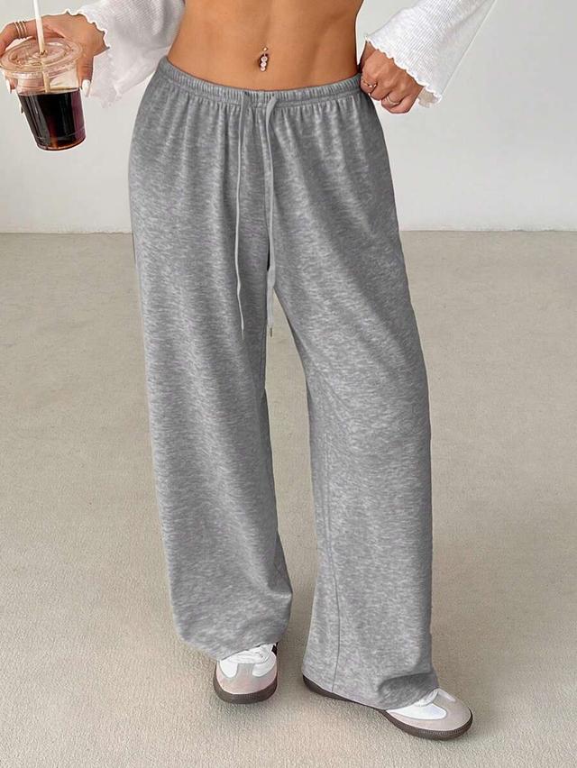 grey soft knit drawstring waist casual pants