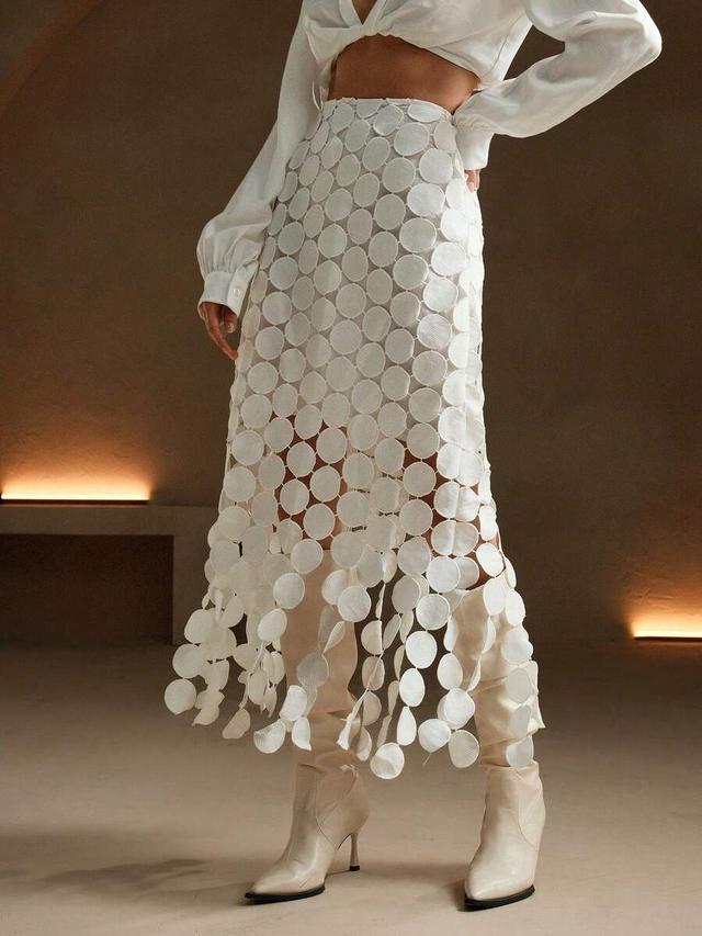 anewsta laser cut multi circle double layered skirt