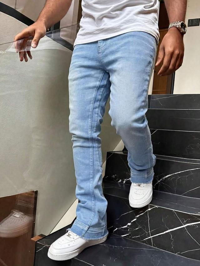 men's retro washed stretch slim flared jeans