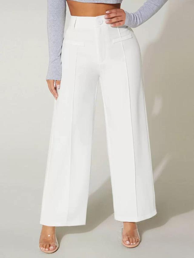 white high waist wide leg summer trousers