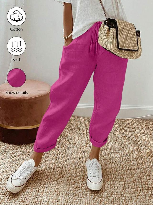 breezaya women's solid color minimalist casual long pants