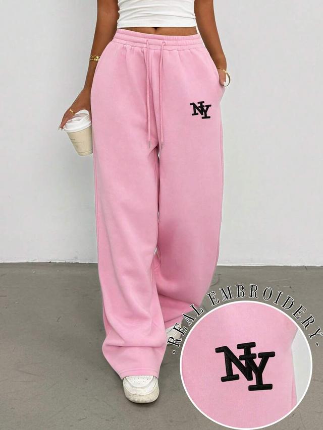 light pink ny embroidered loose fit sweatpants