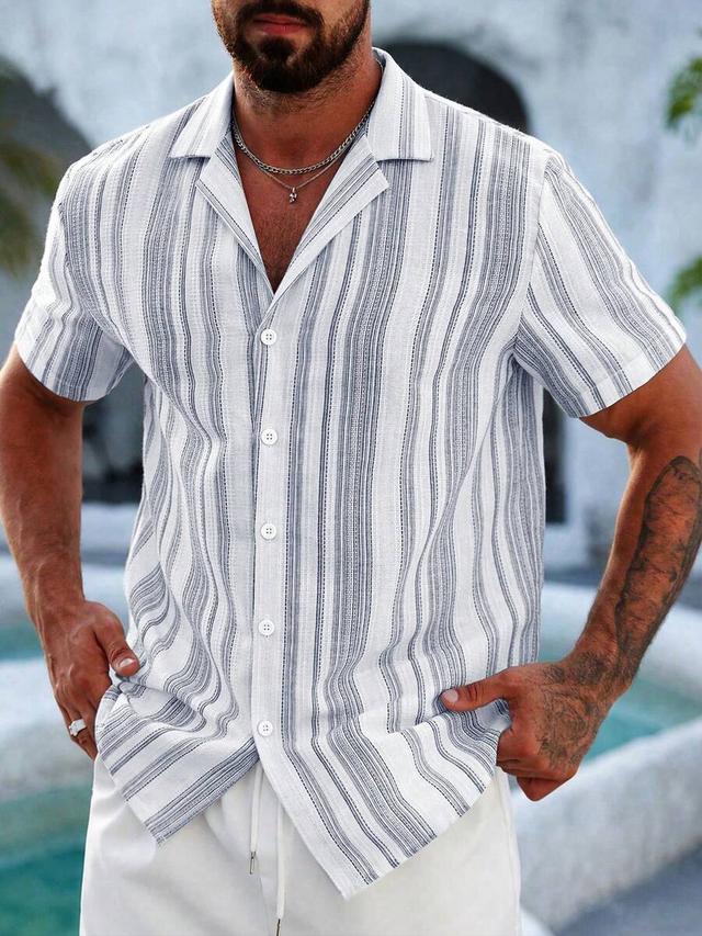 ventusail men's striped collared short sleeve shirt