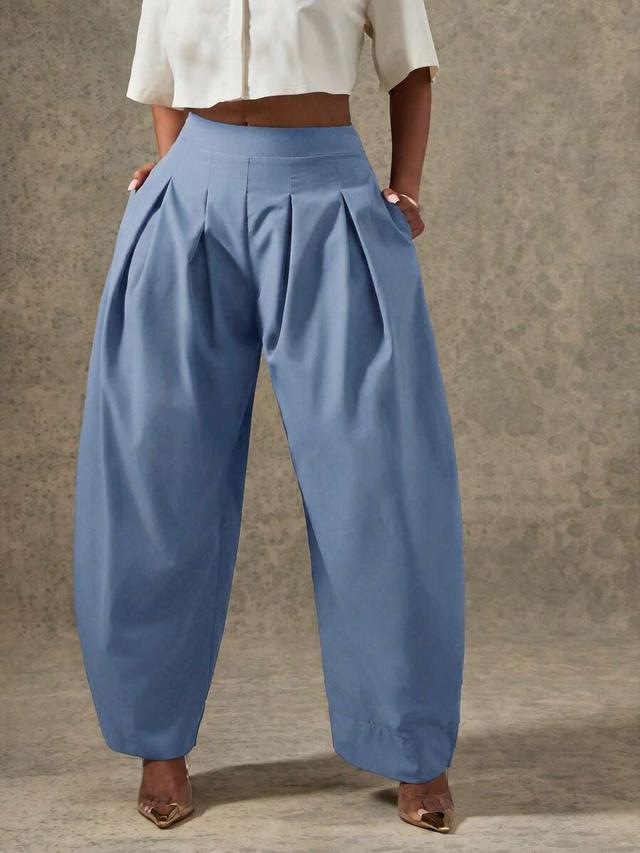 vixey high waist pleated detail barrel leg office pants