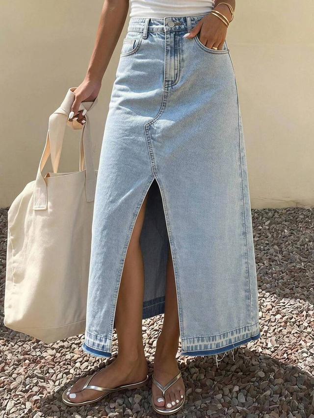 dazy women's regular mid-waist dark frayed patchwork denim skirt
