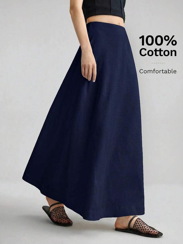 navy blue bamboo texture fitted a-line skirt