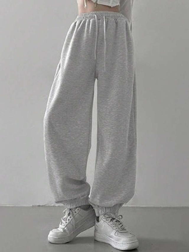 dazy solid grey drawstring waist joggers