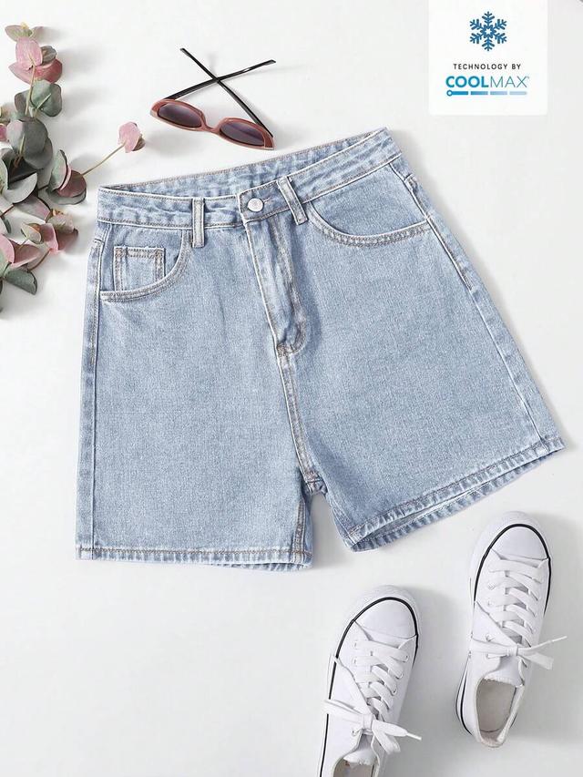 light wash high waisted denim shorts