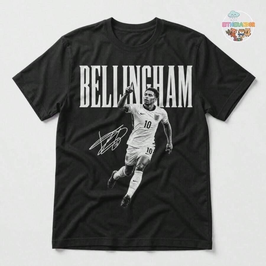 jude bellingham england graphic black vintage t-shirt