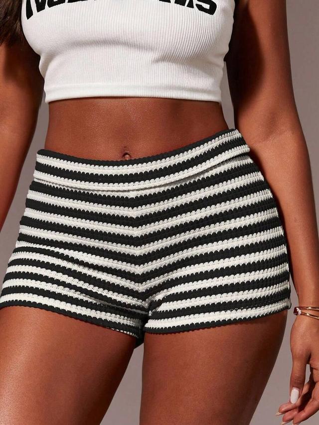 athîral women striped casual slim fitting versatile shorts