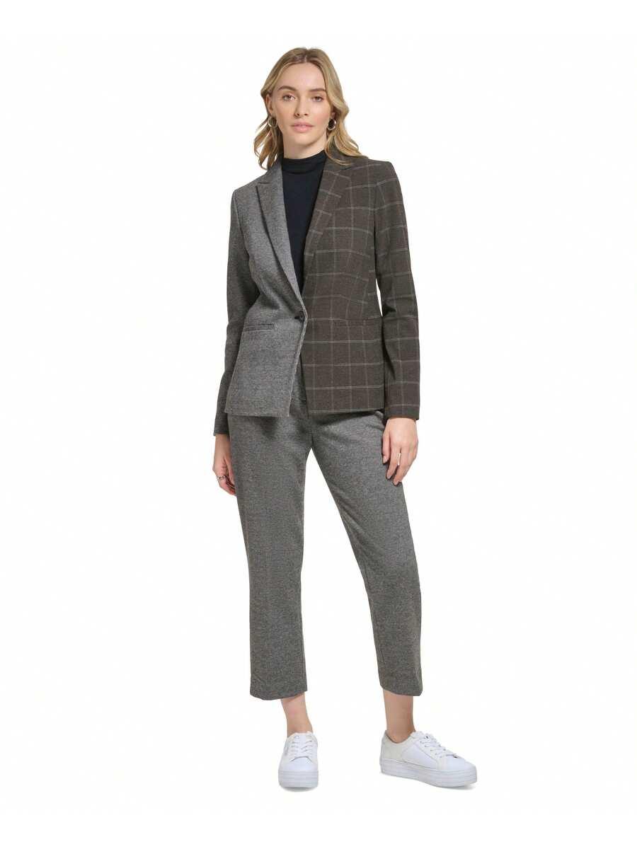 calvin klein women's x-fit mixed plaid blazer