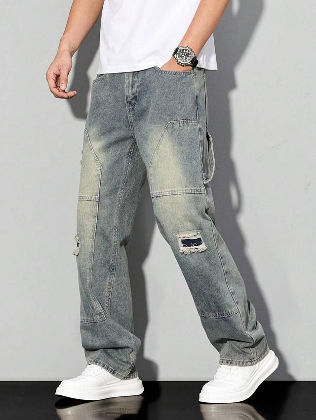 quarkem men's ripped pocket casual denim jeans