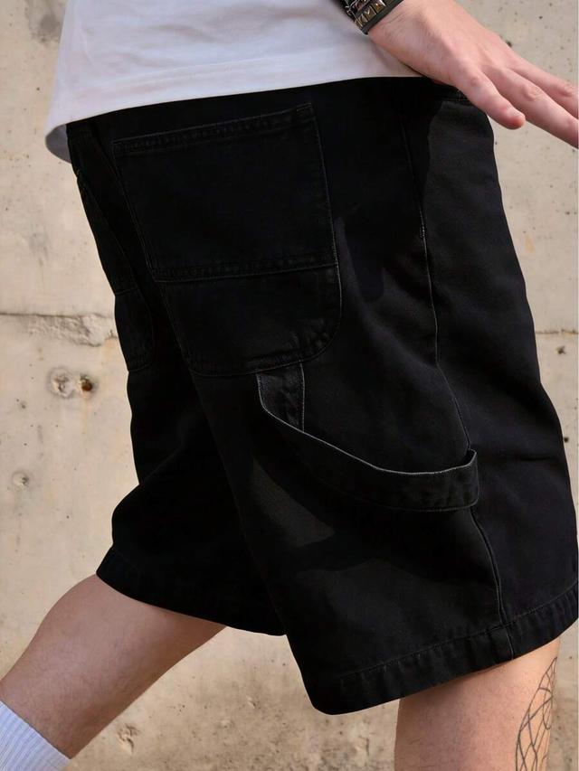 men's casual black denim carpenter bermuda shorts