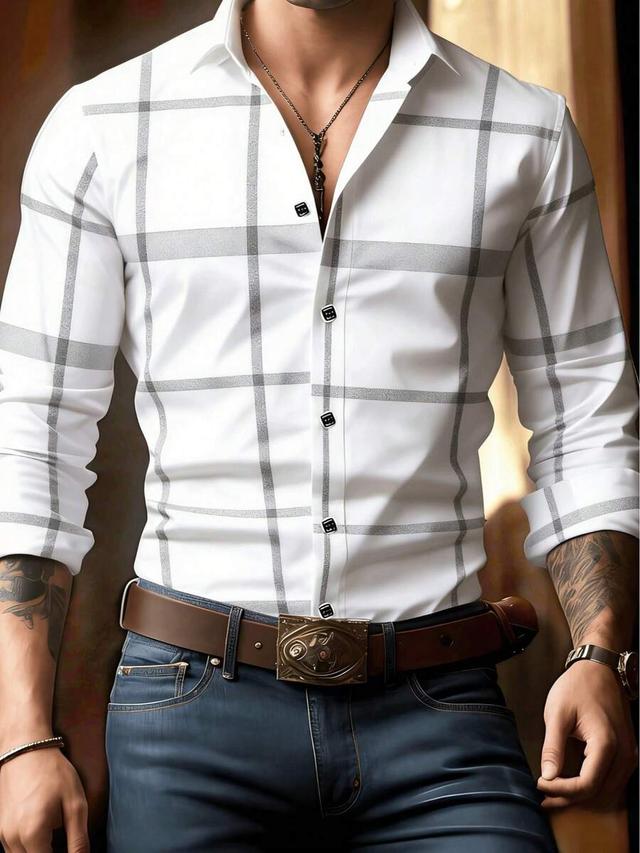 men's black and white plaid button-down shirt