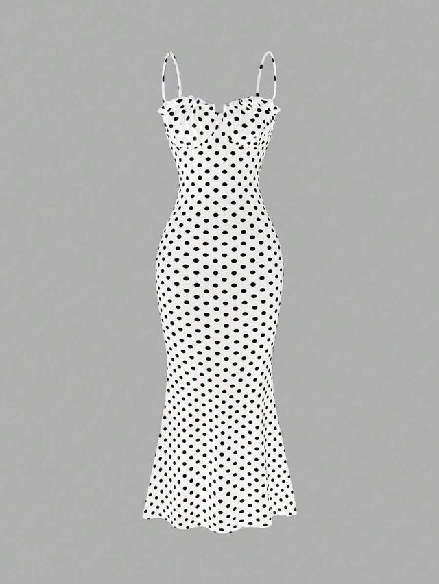 sweetra women's casual polka dot backless spaghetti strap dress