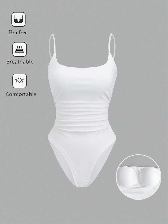 minimalist white square neck adjustable strap camisole