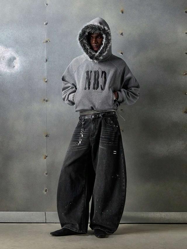 dark grey blanc black distressed loose fit denim jeans