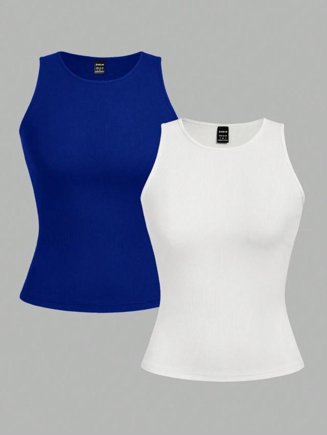 white ribbed sleeveless tank top