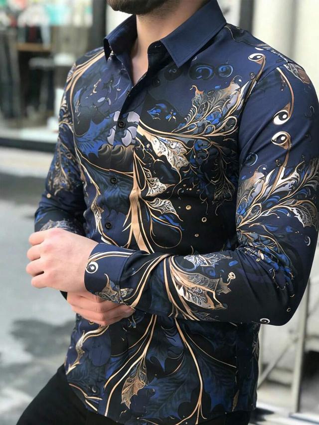 manfinity aftrdrk retro floral print long sleeve shirt