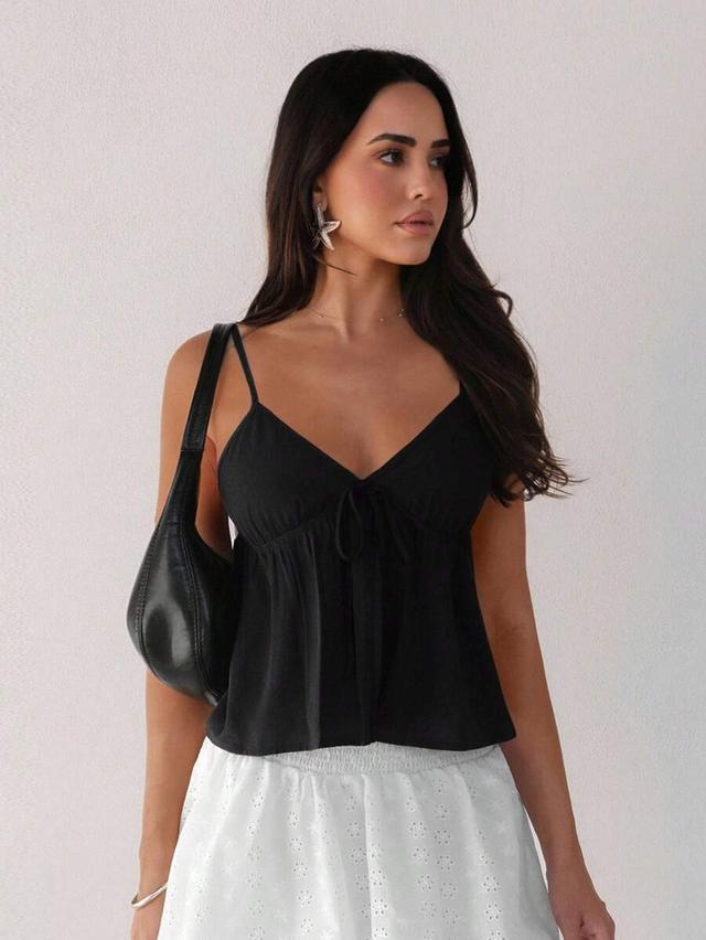 solid black sleeveless camisole tank top