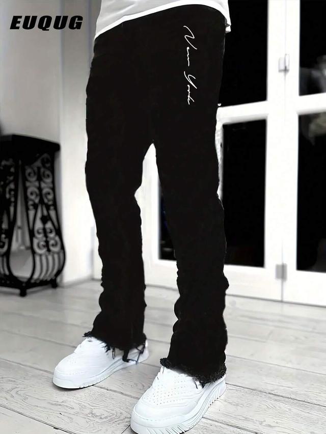 men's black slim fit flared denim jeans