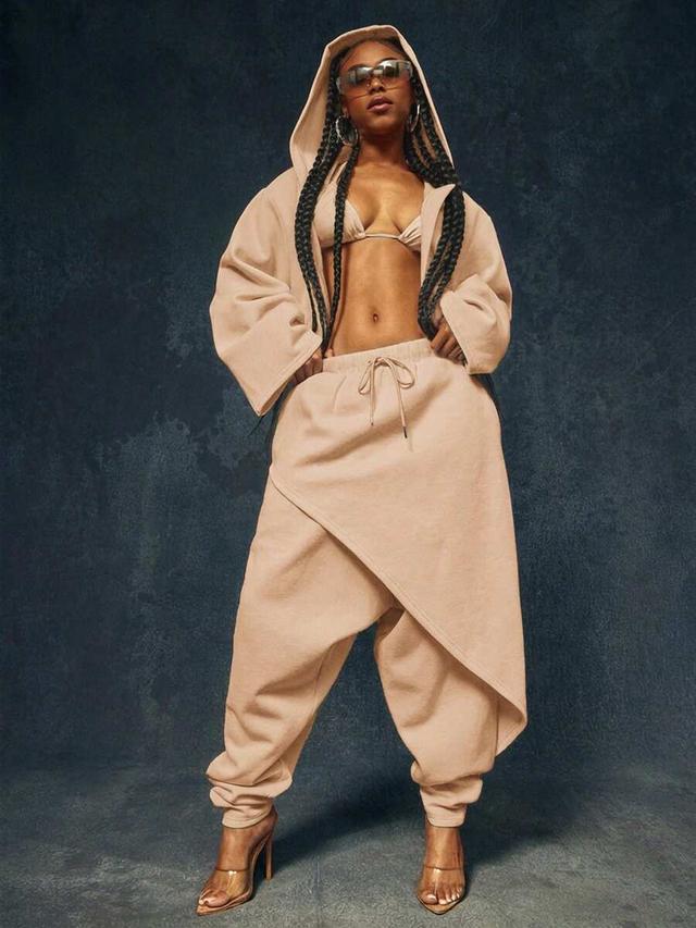 denimoi drop crotch front layered detail sweatpants