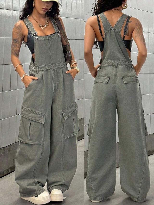 olive green denim utility dungarees with cargo pockets