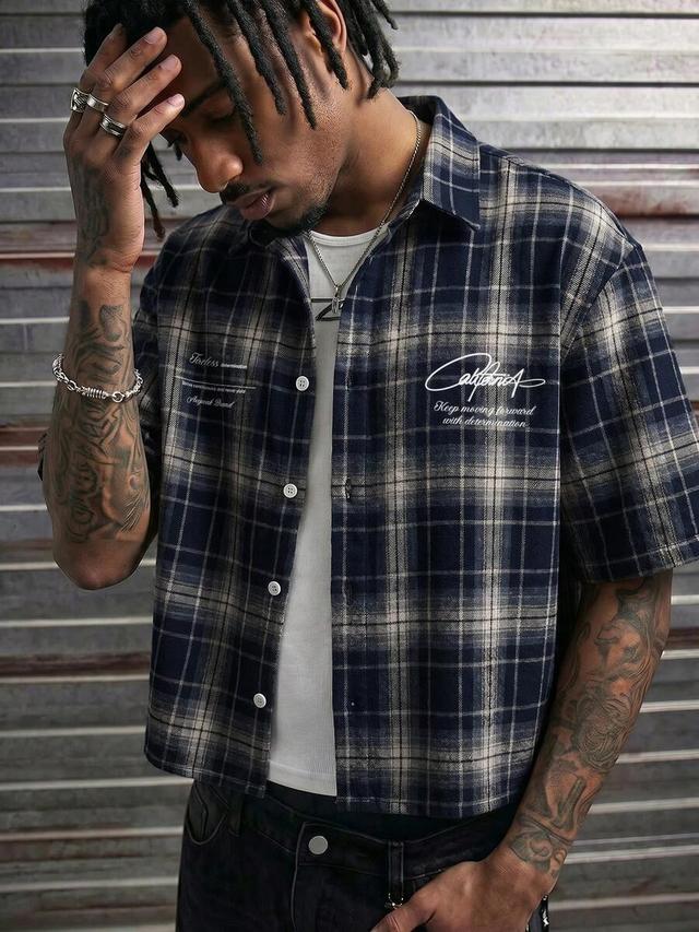 axepeak men's summer casual plaid short sleeve shirt