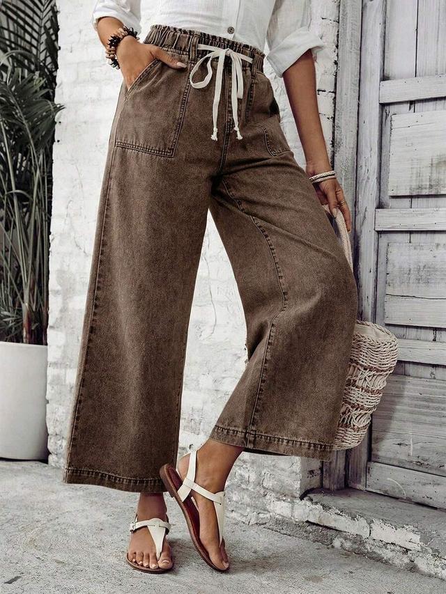 women's solid color minimalist everyday brown denim jeans
