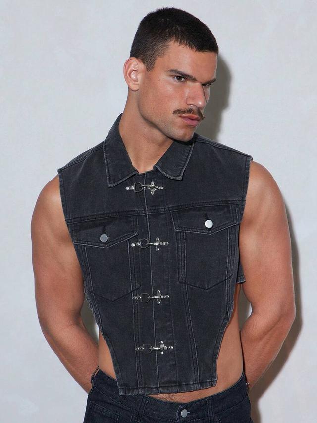 fevercity men's summer fashion sleeveless denim jacket