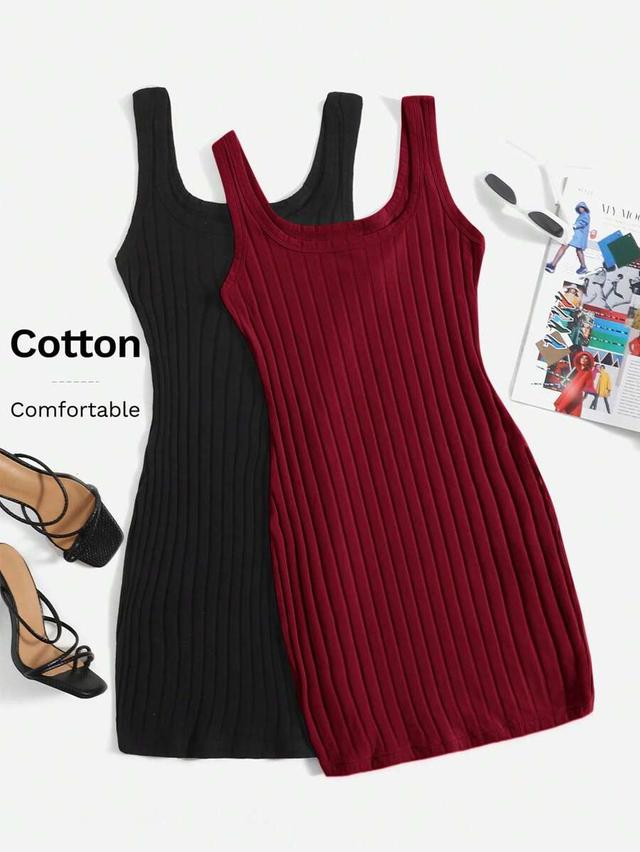 burgundy ribbed knit tank dress in solid colors