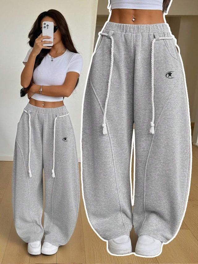 light grey cotton blend wide leg sweatpants