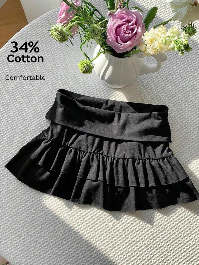 black velvet ruffle layered mini skirt