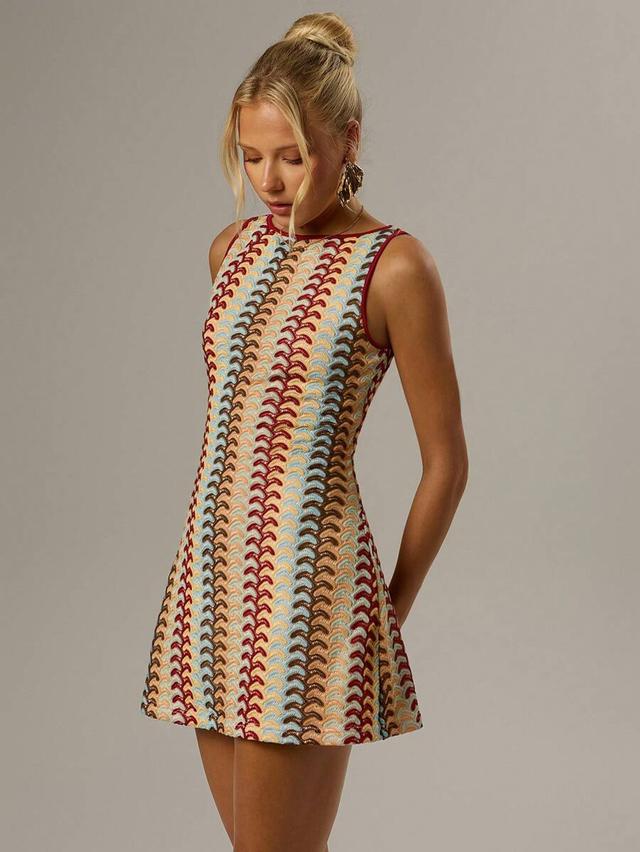 vintage inspired graphic print beige tank dress