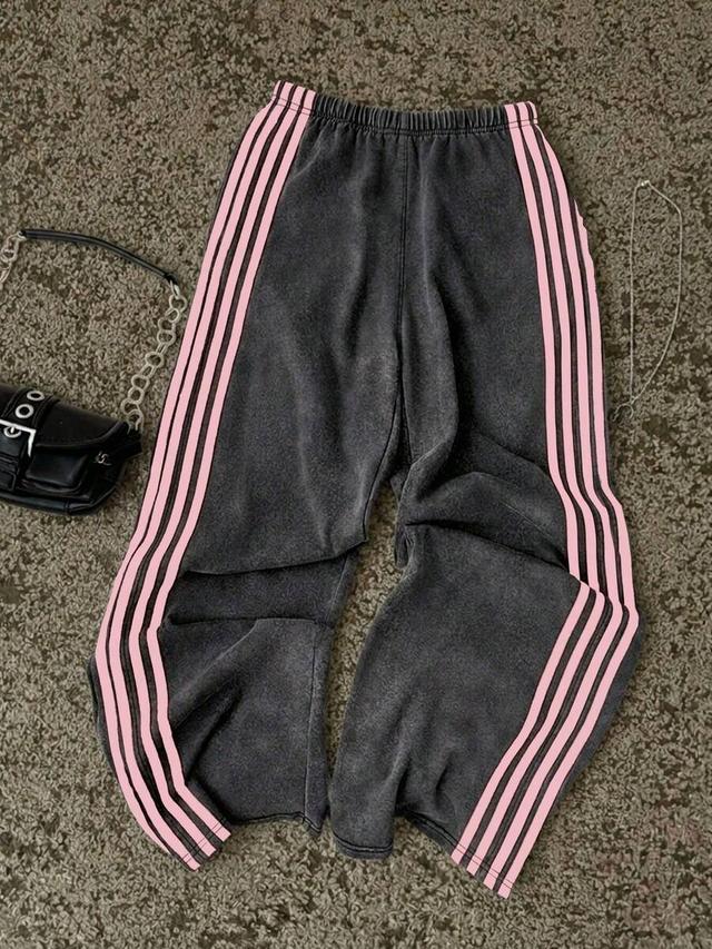 casual retro straight leg low-waist sweatpants in charcoal