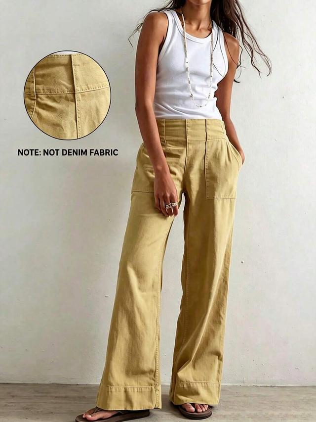mustard yellow high waist wide leg utility trousers